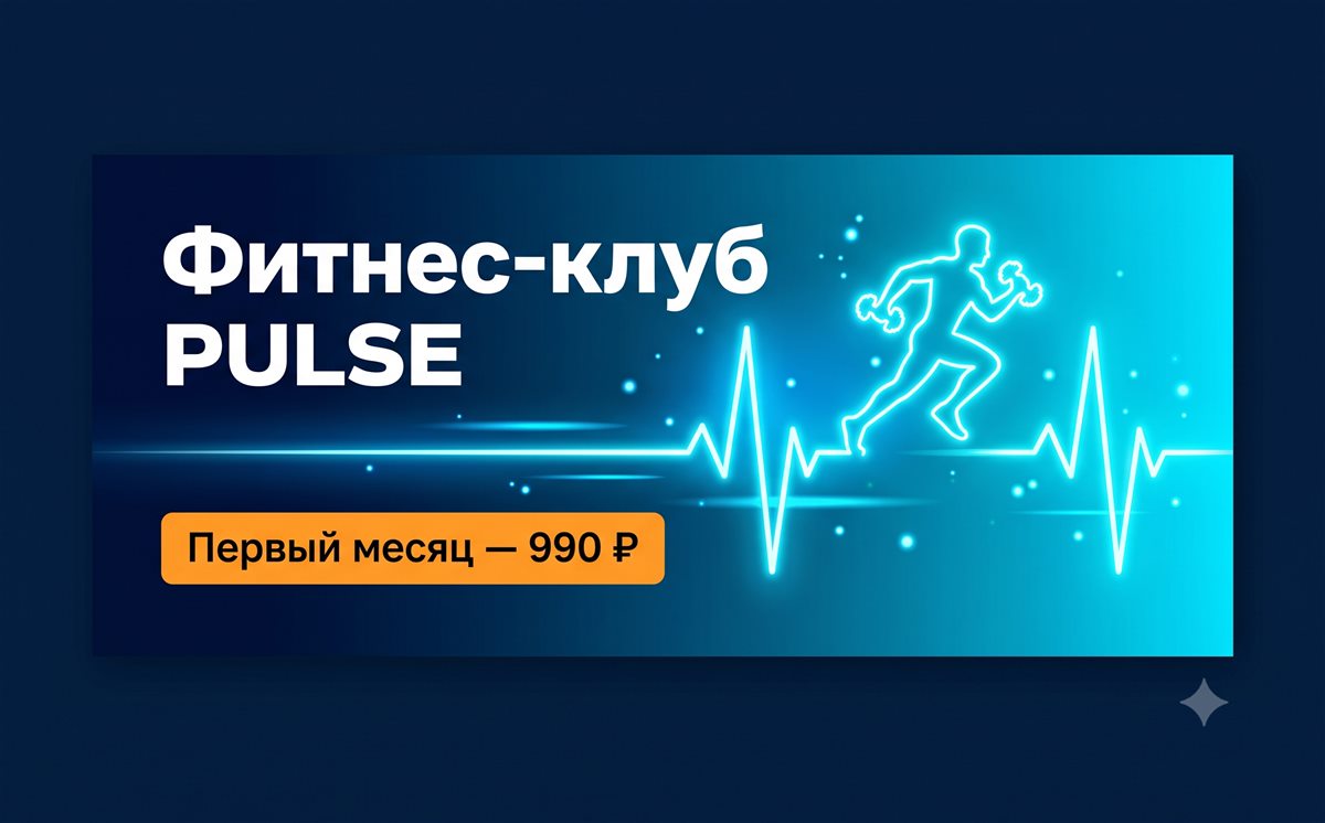 Реклама фитнес-клуба «Пульс»